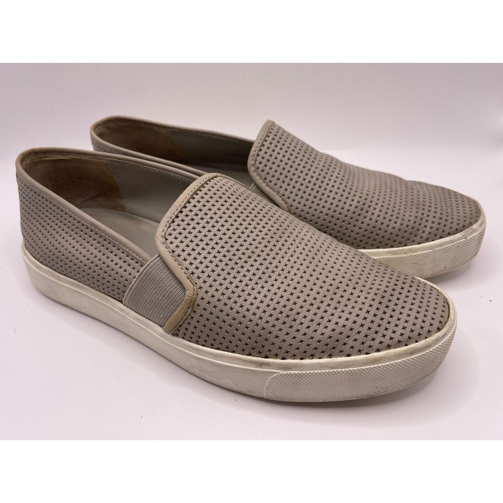 Vince Blair Shoes Women's 6.5M Perforated Slip On Loafers Sneakers Beige Leather